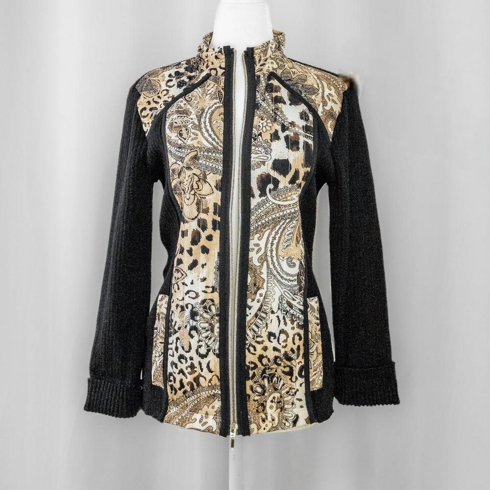 Cheetah and Paisley print zip Up Track Jacket